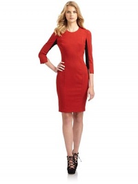 THE LOOKRoundneckThree-quarter length sleevesContrast panels at sleeves and backFigure-hugging silhouetteBack zipperTHE FITAbout 36 from shoulder to hemTHE MATERIAL68% polyester/29% viscose rayon/3% elastaneTrim: 71% viscose/24% polyamide/5% elastane CARE & ORIGINDry cleanImportedModel shown is 5'10 (177cm) wearing US size 4. THE LOOKRoundneckThree-quarter length sleevesContrast panels at sleeves and backFigure-hugging silhouetteBack zipperTHE FITAbout 36 from shoulder to hemTHE MATERIAL68% polyester/29% viscose rayon/3% elastaneTrim: 71% viscose/24% polyamide/5% elastane CARE & ORIGINDry cleanImportedModel shown is 5'10 (177cm) wearing US size 4.