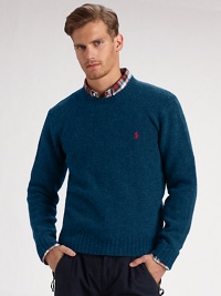A classic crew, tailored in warm merino wool with a hint of feathery angora and coveted logo embroidery. Crewneck Embroidered logo detail Ribbed neckline, cuffs and hem 90% merino wool/10% angora; dry clean Imported A classic crew, tailored in warm merino wool with a hint of feathery angora and coveted logo embroidery. Crewneck Embroidered logo detail Ribbed neckline, cuffs and hem 90% merino wool/10% angora; dry clean Imported