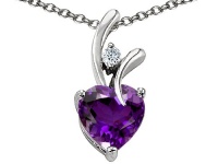 Original Star K(tm) Heart Shape 8mm Genuine Amethyst Pendant in .925 Sterling Silver Original Star K(tm) Heart Shape 8mm Genuine Amethyst Pendant in .925 Sterling Silver