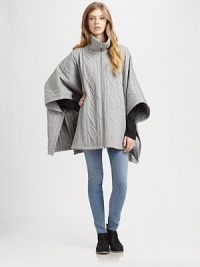 Supremely soft, cable-knit cape of pure cotton, updated by a funnelneck, front zipper and convenient slash pockets. FunnelneckFront zipperCape sleevesSlash pocketsAbout 29 from shoulder to hemCottonMachine washMade in Italy of imported fabricModel shown is 5'10 (177cm) wearing US size Small. Supremely soft, cable-knit cape of pure cotton, updated by a funnelneck, front zipper and convenient slash pockets. FunnelneckFront zipperCape sleevesSlash pocketsAbout 29 from shoulder to hemCottonMachine washMade in Italy of imported fabricModel shown is 5'10 (177cm) wearing US size Small.