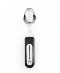 Scoops on! Don't wait for a meltdown – this KitchenAid ice cream scooper is strong and durable enough to scoop totally frozen treats. A specially shaped bowl promises deliciously round portions of ice cream, gelato and sorbet. Limited lifetime warranty. Scoops on! Don't wait for a meltdown – this KitchenAid ice cream scooper is strong and durable enough to scoop totally frozen treats. A specially shaped bowl promises deliciously round portions of ice cream, gelato and sorbet. Limited lifetime warranty.