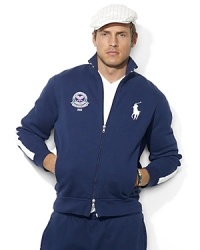 Rendered in lightweight fleece with bold athletic details, this full-zip track jacket is designed exclusively for Ralph Lauren's collection celebrating the Wimbledon Championships. Rendered in lightweight fleece with bold athletic details, this full-zip track jacket is designed exclusively for Ralph Lauren's collection celebrating the Wimbledon Championships.