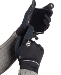 From 180s, a cold-weather glove with all the bells and whistles: A silicon palm for enhanced grip; touch screen-compatible Tec Touch™ pods on index finger and thumb; proprietary QuantumHeat technology for all-weather warmth; sweat wipes; plus a storage pocket on the cuff. From 180s, a cold-weather glove with all the bells and whistles: A silicon palm for enhanced grip; touch screen-compatible Tec Touch™ pods on index finger and thumb; proprietary QuantumHeat technology for all-weather warmth; sweat wipes; plus a storage pocket on the cuff.