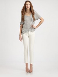 Ultra-skinny stretch denim in your favorite hue, finished with a sophisticated crop.THE FITSlim fitLeg opening, about 12¼Rise, about 8Inseam, about 29THE DETAILSZip flyFive-pocket style98% cotton/2% elastaneMachine washMade in USA of Italian fabricModel shown is 5'10 (178cm) wearing US size 4. Ultra-skinny stretch denim in your favorite hue, finished with a sophisticated crop.THE FITSlim fitLeg opening, about 12¼Rise, about 8Inseam, about 29THE DETAILSZip flyFive-pocket style98% cotton/2% elastaneMachine washMade in USA of Italian fabricModel shown is 5'10 (178cm) wearing US size 4.