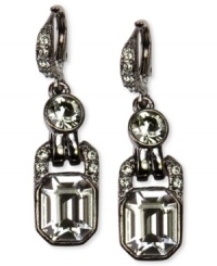 Givenchy's drop earrings are covered in elegance with dazzling crystal details and Swarovski black diamond elements. Crafted in light hematite tone mixed metal. Approximate drop: 1-1/2 inch. Givenchy's drop earrings are covered in elegance with dazzling crystal details and Swarovski black diamond elements. Crafted in light hematite tone mixed metal. Approximate drop: 1-1/2 inch.