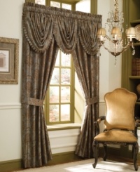 Transform your living space with the vintage-inspired look of the Laviano window panel from Croscill. Soothing tones of aqua and beige are woven into a classic damask pattern, bringing a timeless design to the modern home. Transform your living space with the vintage-inspired look of the Laviano window panel from Croscill. Soothing tones of aqua and beige are woven into a classic damask pattern, bringing a timeless design to the modern home.