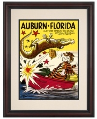 Their 1961 game against Florida went just as the Auburn hoped, with the Tigers knocking out the Gators 32-15. Today, this vivid restoration of the original football program is matted, framed and right at home by the big screen or bar.