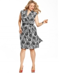 Flaunt your feminine flair with Charter Club's sleeveless plus size dress, finished by a floral-print-- it's perfect for work! (Clearance) Flaunt your feminine flair with Charter Club's sleeveless plus size dress, finished by a floral-print-- it's perfect for work! (Clearance)