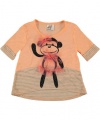 Beautees Shimmer Monkey Tunic (Sizes 4 - 6X) - coral, 4