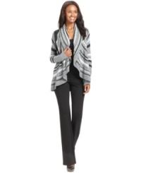 Grace Elements' striped cardigan is a stylish and cozy way to finish outfits this season. Wear to work with your favorite trousers or pair with dark jeans on the weekend! Grace Elements' striped cardigan is a stylish and cozy way to finish outfits this season. Wear to work with your favorite trousers or pair with dark jeans on the weekend!