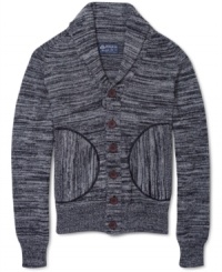American Rag gets your ready for winter in this handsome shawl neck cardigan. American Rag gets your ready for winter in this handsome shawl neck cardigan.