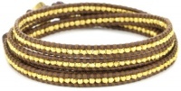 Chan Luu Gold Vermeil Bead Brown Leather Wrap Bracelet Chan Luu Gold Vermeil Bead Brown Leather Wrap Bracelet