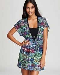 Fly away to your exotic destination with this dreamy Gottex coverup dress in an eyecatching, colorful print perfect for the tropics. Pair it with any solid or the coordinating printed swimwear. Fly away to your exotic destination with this dreamy Gottex coverup dress in an eyecatching, colorful print perfect for the tropics. Pair it with any solid or the coordinating printed swimwear.