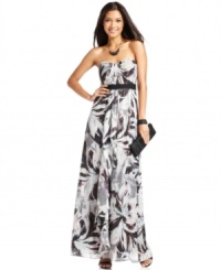 BCBGMAXAZRIA's maxi gown is elevated by a ribbon-embellished empire waist and a metallic finish. (Clearance) BCBGMAXAZRIA's maxi gown is elevated by a ribbon-embellished empire waist and a metallic finish. (Clearance)
