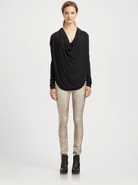 From the HELMUT capsule collection. Jersey cowlneck has long sleeves and a shirttail hem that hits below the hips. CowlneckLong sleevesShirttail hem hits below the hips80% modal/20% nylonDry cleanMade in USA of imported fabricModel shown is 5'10 (177cm) wearing US size Small. From the HELMUT capsule collection. Jersey cowlneck has long sleeves and a shirttail hem that hits below the hips. CowlneckLong sleevesShirttail hem hits below the hips80% modal/20% nylonDry cleanMade in USA of imported fabricModel shown is 5'10 (177cm) wearing US size Small.