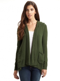 THE LOOKHooded styleOpen-frontRibbed edgesLong sleeves with ribbed cuffsDual patch pocketsTHE FITAbout 25 from shoulder to hemTHE MATERIALCashmereCARE & ORIGINDry cleanImported THE LOOKHooded styleOpen-frontRibbed edgesLong sleeves with ribbed cuffsDual patch pocketsTHE FITAbout 25 from shoulder to hemTHE MATERIALCashmereCARE & ORIGINDry cleanImported