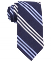 Fine lines. This skinny tie from Tommy Hilfiger takes a prep staple and slims it down.