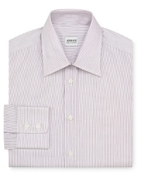 Paired stripes run parallel for a classically inspired dress shirt from Armani Collezioni, dapper with or without a tie. Paired stripes run parallel for a classically inspired dress shirt from Armani Collezioni, dapper with or without a tie.