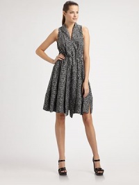 Unmistakably glamorous, this silk, A-line design with a self-tie belt creates a classic hourglass silhouette.V-neckSleevelessEmpire waistSelf-tie beltAllover printFull, pleated skirtFully linedAbout 24 from natural waistSilkDry cleanImported Model shown is 5'10 (177cm) wearing US size 4. Unmistakably glamorous, this silk, A-line design with a self-tie belt creates a classic hourglass silhouette.V-neckSleevelessEmpire waistSelf-tie beltAllover printFull, pleated skirtFully linedAbout 24 from natural waistSilkDry cleanImported Model shown is 5'10 (177cm) wearing US size 4.