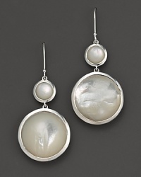 Gleaming mother-of-pearl cabochons set in sterling silver. Gleaming mother-of-pearl cabochons set in sterling silver.