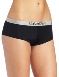 Calvin Klein Women's Metallic Chrome Micro Cheeky Short, Black, Small