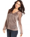 A fall must-have, the chiffon blouse get's a stylish makeover with leopard print on this Kensie version!