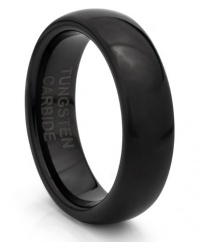6MM Tungsten Carbide Classic Black Wedding Band Ring (Available Sizes 4-11 Including Half Sizes)