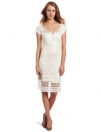 ABS Allen Schwartz Women's Crochet Dress With Short Sleeves ABS Allen Schwartz Women's Crochet Dress With Short Sleeves