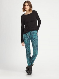 Ultra-slim stretch twill, vibrantly printed in a mock five-pocket silhouette.THE FITSlim fitRise, about 8Inseam, about 30THE DETAILSZip flyMock front pocketsBack patch pockets96% cotton/4% roicaMachine washMade in USA of imported fabricModel shown is 5'9 (175cm) wearing US size 4. Ultra-slim stretch twill, vibrantly printed in a mock five-pocket silhouette.THE FITSlim fitRise, about 8Inseam, about 30THE DETAILSZip flyMock front pocketsBack patch pockets96% cotton/4% roicaMachine washMade in USA of imported fabricModel shown is 5'9 (175cm) wearing US size 4.