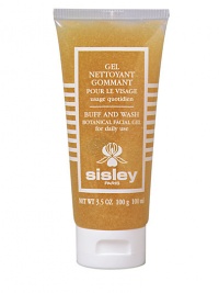 Buff and Wash Botanical Facial Gel. Refreshing gel with micropolishing granules gently cleanses and exfoliates the skin, removing dead surface cells and impurities. Best used in the morning to clarify skin, leaving it soft and ready to receive the maximum benefits of creams and makeup. Suitable for all skin types. 3.5 oz. Imported from France. Buff and Wash Botanical Facial Gel. Refreshing gel with micropolishing granules gently cleanses and exfoliates the skin, removing dead surface cells and impurities. Best used in the morning to clarify skin, leaving it soft and ready to receive the maximum benefits of creams and makeup. Suitable for all skin types. 3.5 oz. Imported from France.
