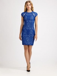 Stretch paisley jacquard, tailored in a sexy, form-fitting style accented with white contrast details.High neckline with back band collarCap sleevesContrast trimConcealed back zipAbout 25 from natural waistViscose/acetate/polyamide/elastaneDry cleanImportedSIZE & FITModel shown is 5'10 (177cm) wearing US size 4. Stretch paisley jacquard, tailored in a sexy, form-fitting style accented with white contrast details.High neckline with back band collarCap sleevesContrast trimConcealed back zipAbout 25 from natural waistViscose/acetate/polyamide/elastaneDry cleanImportedSIZE & FITModel shown is 5'10 (177cm) wearing US size 4.