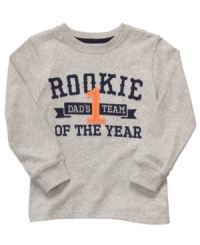 Dress your little rookie in comfort with this outstanding long-sleeve t-shirt from Carter's, big style for the big game. Dress your little rookie in comfort with this outstanding long-sleeve t-shirt from Carter's, big style for the big game.