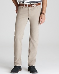 Dyed just the right amount for a cool, understated color, these handsome jeans diverge from that sea of same-old denim blues for a sharp anytime look. Dyed just the right amount for a cool, understated color, these handsome jeans diverge from that sea of same-old denim blues for a sharp anytime look.