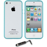 Apple Hybrid TPU Bumper Case for iPhone 5 with Universal Touch Screen Stylus Pen - Light Blue