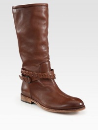 An adjustable braided strap wraps around this traditional style made of rich Italian leather. Stacked heel, 1 (25mm)Shaft, 12Leg circumference, 13½Leather upperPull-on styleAdjustable braided strapLeather lining and solePadded insoleMade in Italy An adjustable braided strap wraps around this traditional style made of rich Italian leather. Stacked heel, 1 (25mm)Shaft, 12Leg circumference, 13½Leather upperPull-on styleAdjustable braided strapLeather lining and solePadded insoleMade in Italy