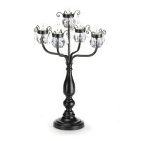 Gifts & Decor Crystal Trimmed Candelabra Tealight Bead Candleholder Gifts & Decor Crystal Trimmed Candelabra Tealight Bead Candleholder
