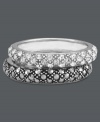 A dazzling, dynamic duo. Genevieve & Grace's unique stackable rings set features two chic bands adorned with glittering marcasite and sparkling crystals. Set in sterling silver. Size 6 and 7.