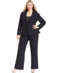 Pleated detail at the waist of the jacket gives Tahari by ASL's plus size suit tailored appeal. Sure to be your go-to ensemble for important days at the office.