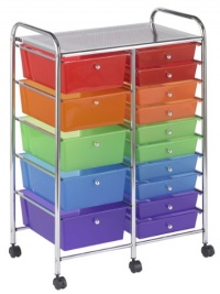 ECR4Kids 15-Drawer Mobile Organizer, Assorted Colors ECR4Kids 15-Drawer Mobile Organizer, Assorted Colors
