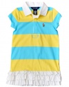 Ralph Lauren Toddler Girls Cotton Rugby Dress (6X, Topaz Blue)