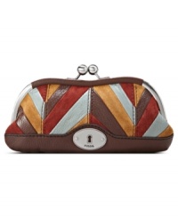 Change things up with this colorful patchwork coin purse from Fossil that showcases ultra-soft leather and vintage-inspired details. Compact yet equipped to safely stow coins, cash, cards and even your favorite lip gloss.