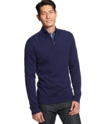 Understated and classic 1/4 pullover sweater by Alfani BLACK is for the sophisticated everyday man. Understated and classic 1/4 pullover sweater by Alfani BLACK is for the sophisticated everyday man.