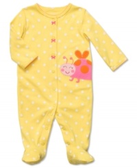 As she sleeps, she'll be as peaceful as a ladybug in Carter's footed sleeper. As she sleeps, she'll be as peaceful as a ladybug in Carter's footed sleeper.