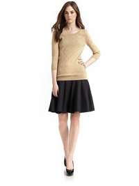 THE LOOKPatchwork designPullover styleRibbed round necklineThree-quarter length ribbed cuff sleevesRibbed hemTHE FITAbout 24½ from shoulder to hemTHE MATERIAL63% rayon/37% nylonCARE & ORIGINDry cleanImportedModel shown is 5'9 (175cm) wearing US size Small. THE LOOKPatchwork designPullover styleRibbed round necklineThree-quarter length ribbed cuff sleevesRibbed hemTHE FITAbout 24½ from shoulder to hemTHE MATERIAL63% rayon/37% nylonCARE & ORIGINDry cleanImportedModel shown is 5'9 (175cm) wearing US size Small.