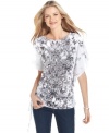 Flirty flutter sleeves and a studded butterfly print make this Style&co. top dazzling.