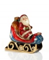 What the collector wants under the tree. Handcrafted in pure chalkware using an antique chocolate mold, this one-of-a-kind figurine of Santa in his sleigh combines incredible detail and the distinct old-world charm of Vaillancourt's American folk art.