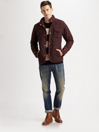 The perfect combination of an outerwear style that exudes the look and feel of a woven sportshirt, shaped in quilted nylon with an array of pockets for maximum functionality.Zip frontStand collarChest flap, waist slash pocketsAbout 28 from shoulder to hemPolyesterDry cleanImported The perfect combination of an outerwear style that exudes the look and feel of a woven sportshirt, shaped in quilted nylon with an array of pockets for maximum functionality.Zip frontStand collarChest flap, waist slash pocketsAbout 28 from shoulder to hemPolyesterDry cleanImported