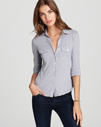 A casual take on the classic button-up, this Splendid top is the perfect match to laid-back jeans and polished skirts alike. A casual take on the classic button-up, this Splendid top is the perfect match to laid-back jeans and polished skirts alike.