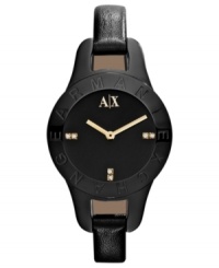 With a thin silhouette, this sultry timepiece from AX Armani Exchange wears like a fine bracelet. With a thin silhouette, this sultry timepiece from AX Armani Exchange wears like a fine bracelet.
