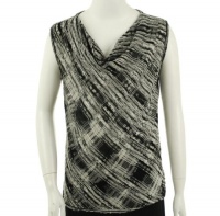 Jones New York Collection Petite Sleeveless Space Dye Drape Neck Top J Black/J Ivory Jones New York Collection Petite Sleeveless Space Dye Drape Neck Top J Black/J Ivory